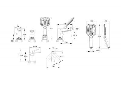 Смеситель на борт ванны Moduo A64100 Cersanit фото в интернет-магазине Русалия