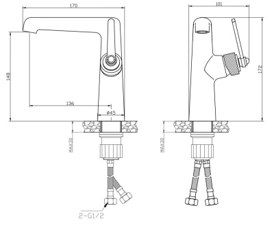 Смеситель ESKO "Bangkok Black" для раковины (BG26MB) фото в интернет-магазине Русалия