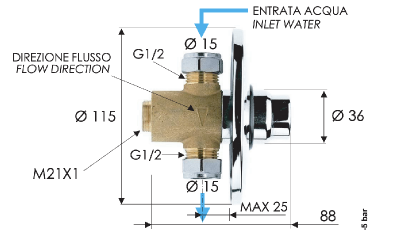 Кран порционный для душа Remer Tempor TE30 фото в интернет-магазине Русалия