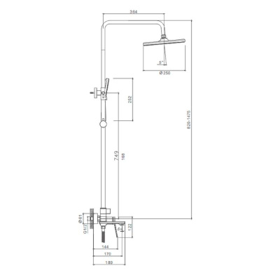 Душевая система Splenka S04.24, хром фото в интернет-магазине Русалия