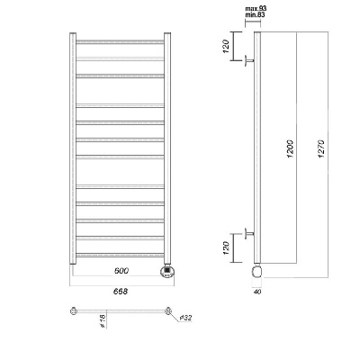 Электрический полотенцесушитель Медея П12 (3-4-5) 600x1200 ER, хром Domoterm фото в интернет-магазине Русалия