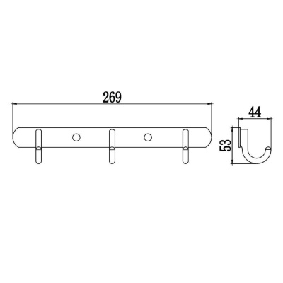 Планка с крючками Savol S-001253, хром фото в интернет-магазине Русалия