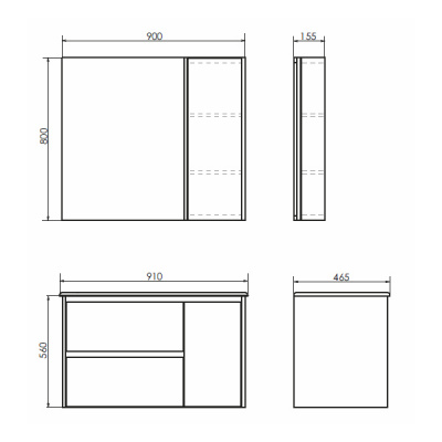 COMFORTY. Зеркало-шкаф "Бремен-90" дуб белый фото в интернет-магазине Русалия