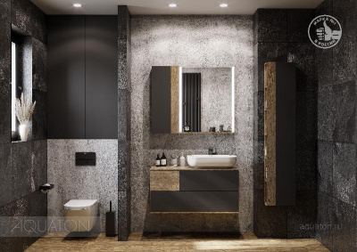 Тумба под раковину AQUATON Терра 105 дуб кантри, антрацит 1A246901TEKA0 фото в интернет-магазине Русалия