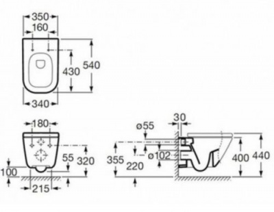 Комплект инсталляция с кнопкой и подвесной унитаз Gap Rimless 893104100 Roca фото в интернет-магазине Русалия