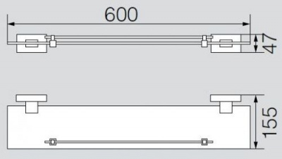 Полка стеклянная 60 см VR.RMB-4911.CR Ramba Veragio фото в интернет-магазине Русалия