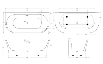 Акриловая ванна BELBAGNO BB711-1700-750 фото в интернет-магазине Русалия