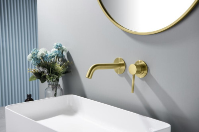 Смеситель для раковины встроенный Timo Saona золото матовое (2372/17SM) фото в интернет-магазине Русалия