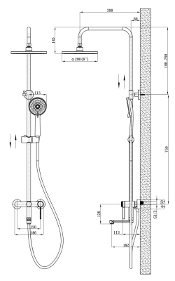 Душевая система со смесителем ESKO "Sochi" (SC260CR) фото в интернет-магазине Русалия