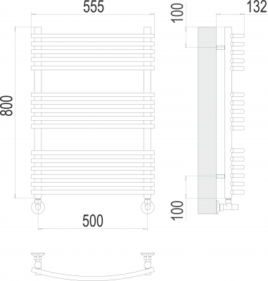 Водяной полотенцесушитель Марио П16 500х800 4670078530738 Terminus фото в интернет-магазине Русалия