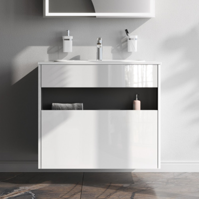 M8FFUX0801WG Func, База с нишей, 1 ящик (pull-out), 80 см, цвет белый глянец Am.Pm фото в интернет-магазине Русалия