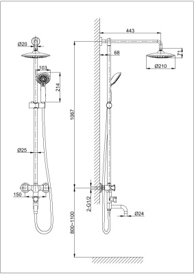 Душевая система DK Hessen Grimm (DA1384701E09) фото в интернет-магазине Русалия