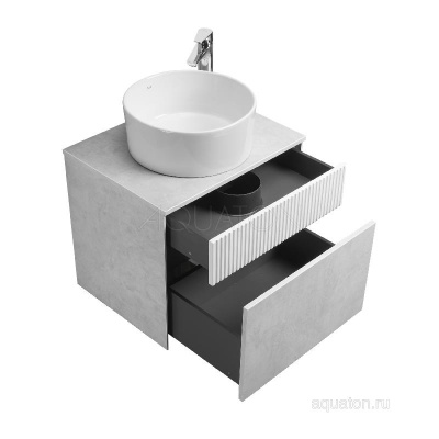 Тумба под раковину AQUATON Марбл 60 слэйт, белый матовый 1A276101MH4C0 фото в интернет-магазине Русалия
