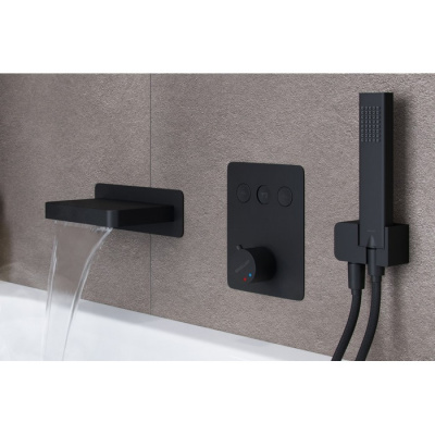 Термостатическая душевая система скрытого монтажа EXCELLENT Krotos AREX.SET.8046BL (черный мат) фото в интернет-магазине Русалия