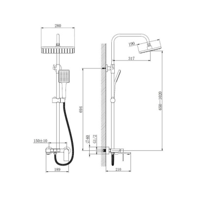 Душевая система Haiba оружейная сталь (HB24639-3) фото в интернет-магазине Русалия