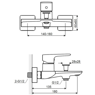 Смеситель для ванны EXCELLENT Keria AREX.2005BL (черный мат) фото в интернет-магазине Русалия