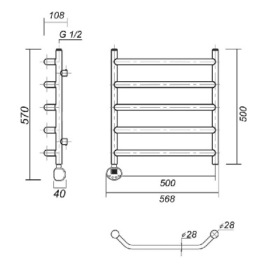 Электрический полотенцесушитель Лаура Плюс П5 500х500 АБР EL, античная бронза Domoterm фото в интернет-магазине Русалия