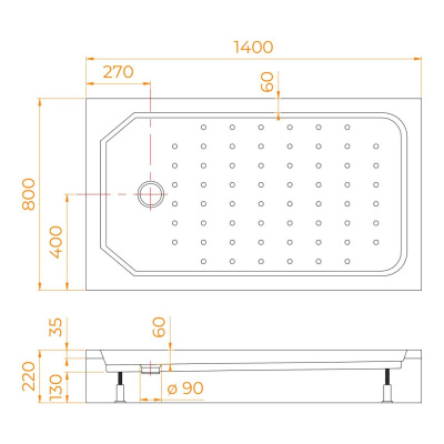 Душевой поддон прямоугольный RGW STYLE 800x1400 фото в интернет-магазине Русалия