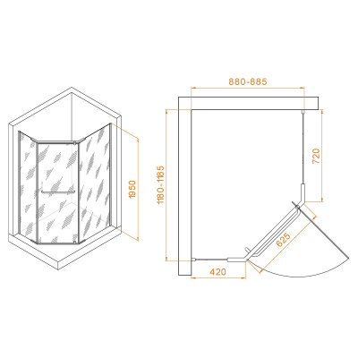 Душевой уголок RGW PA-091 90х120, стекло - прозрачное, профиль хром фото в интернет-магазине Русалия