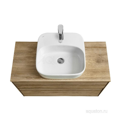 Тумба под раковину AQUATON Либерти 100 2 ящика, дуб эльвезия 1A279601LYC70 фото в интернет-магазине Русалия