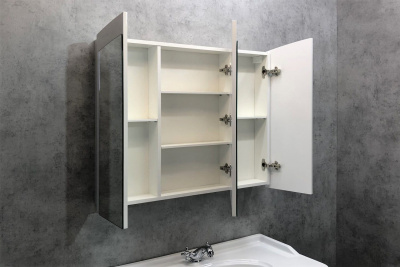 COMFORTY. Зеркало-шкаф "Палини-100" белый глянец фото в интернет-магазине Русалия