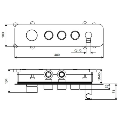 Смеситель для душа скрытого монтажа EXCELLENT Krotos AREX.8036CR (хром) фото в интернет-магазине Русалия
