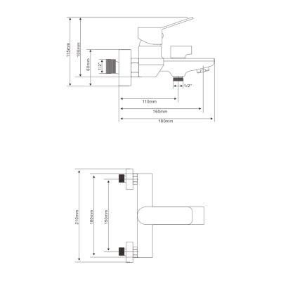 Смеситель для ванны OLIVE’S Economy AVIA хром (AV17201) фото в интернет-магазине Русалия
