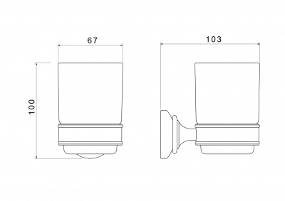 Стакан с держателем AQUATEK, матовый черный AQ4504MB КЛАССИК фото в интернет-магазине Русалия