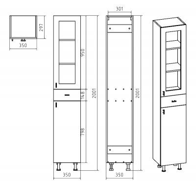 Шкаф - пенал Урал 35 правый Э-Ура0503501-01П Misty фото в интернет-магазине Русалия