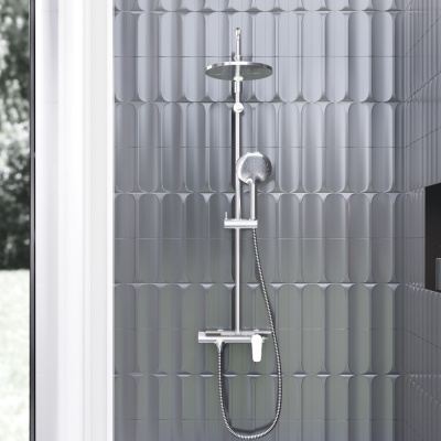 977780000 Jupiter душевая система с душевым смесителем-полкой, хром фото в интернет-магазине Русалия