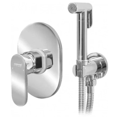 Гигиенический душ со смесителем встраиваемый Grocenberg GB1002CR, хром фото в интернет-магазине Русалия