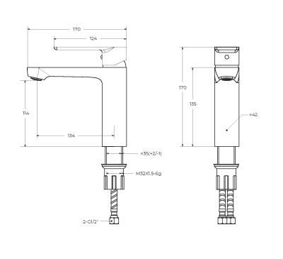 Смеситель для раковины без донного клапана CEZARES STYLUS-LS-01-W0 фото в интернет-магазине Русалия