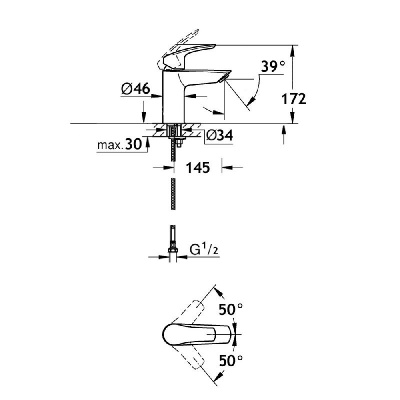 AQM P6130 AQUAme Prato Смеситель для раковины, хром, однорычажный. AQUAme фото в интернет-магазине Русалия