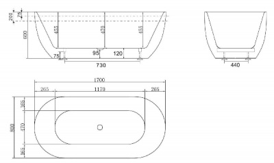 Акриловая ванна BELBAGNO BB70-1700-800 фото в интернет-магазине Русалия