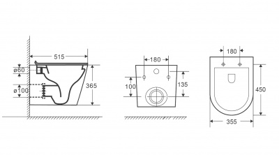 Унитаз подвесной безободковый с сиденьем микролифт GR-4478SQ tornado Grossman фото в интернет-магазине Русалия