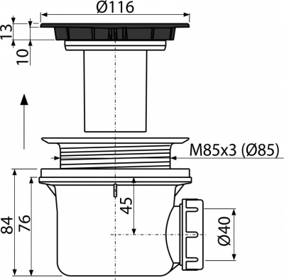 Сифон для душевого поддона A49Black AlcaPlast фото в интернет-магазине Русалия