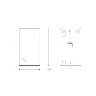 Зеркало в алюминиевой раме SPC-AL-500-900, 500x20x900 BelBagno фото в интернет-магазине Русалия