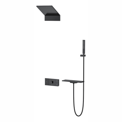 Душевой комплект Futura VSFW-2F11TMB термостатический встраиваемый, 3 режима, черный Vincea фото в интернет-магазине Русалия