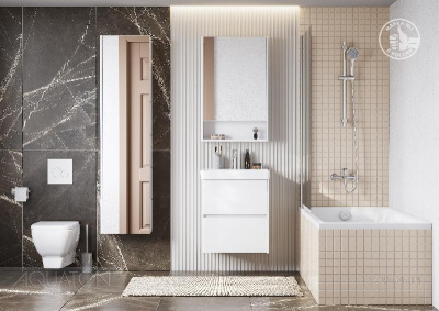 Зеркальный шкаф AQUATON Сканди 55 белый 1A252102SD010 фото в интернет-магазине Русалия