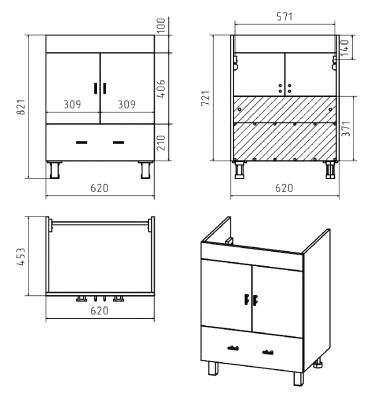 Тумба Дива 65 с раковиной Kirovit Оскар 65 Misty фото в интернет-магазине Русалия