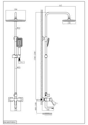 Душевая система DK Rhein.Dusseldorf (DA1493741B14) фото в интернет-магазине Русалия