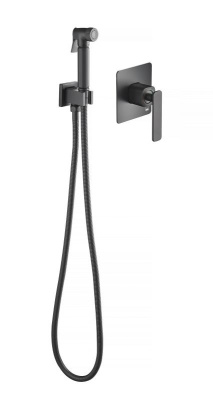 Смеситель встроенный с гигиеническим душем Timo Torne черный (4389/03SM) фото в интернет-магазине Русалия