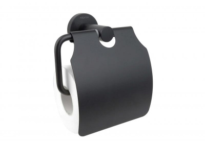 Бумагодержатель с крышкой AQUATEK, матовый черный AQ4009MB ВЕГА фото в интернет-магазине Русалия