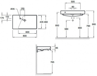 Раковина Jacob Delafon Rythmik EXO112-Z-00 фото в интернет-магазине Русалия