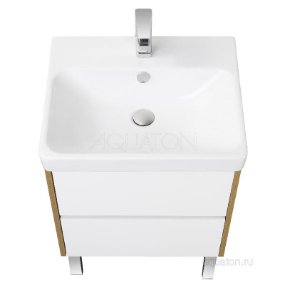Тумба под раковину AQUATON Сканди 70 белая, дуб рустикальный 1A251801SDZ90 фото в интернет-магазине Русалия