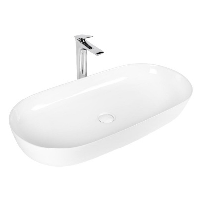 BOND S51-800 Раковина накладная 80*40*13,5см овальная белая фото в интернет-магазине Русалия