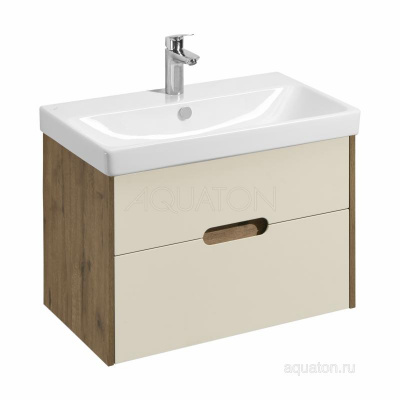Тумба под раковину AQUATON Оливия 80 бежевый, дуб велл 1A283101OLVG0 фото в интернет-магазине Русалия