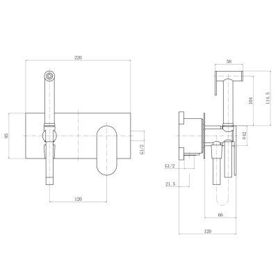 Смеситель встраиваемый FASHUN с гигиенической лейкой (A7585-35) фото в интернет-магазине Русалия