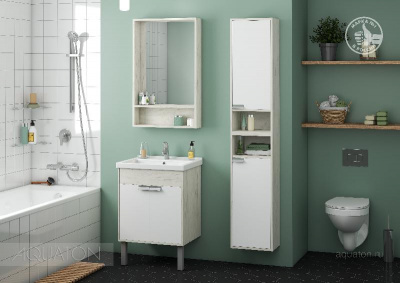 Зеркальный шкаф AQUATON Флай 60 белый, дуб крафт 1A237602FA860 фото в интернет-магазине Русалия