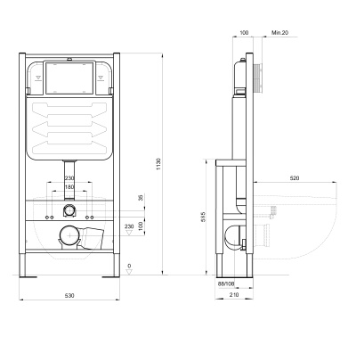 Инсталляция для подвесных унитазов отдельностоящая INS-0000016 Aquatek фото в интернет-магазине Русалия